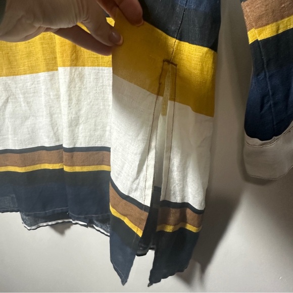 Chico’s Linen Hidden Button Multicolor Stripe Long Sleeve Tunic Size 2 Large - Picture 9 of 10